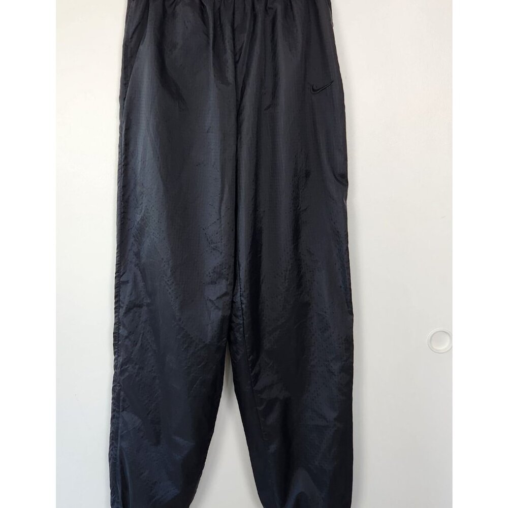 Vintage Nike Women's All Black Nylon Track Pants, Med, Sportswear
